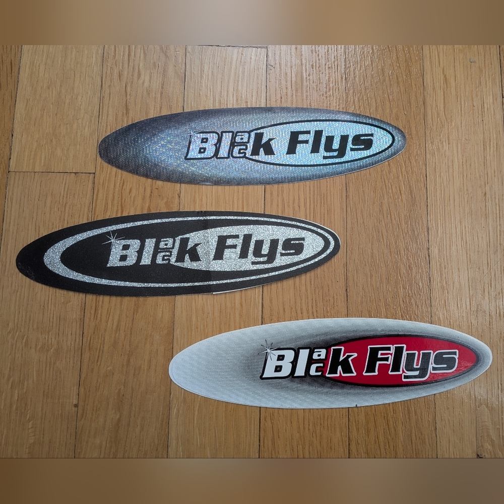 Vintage Black Flys Logo Stickers Set. 90s Eyewear/Skateboard/Surfing  7.5" Long